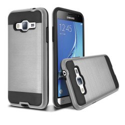 Samsung Galaxy J7 (2015) Iron Shield Hybrid Case (Silver)